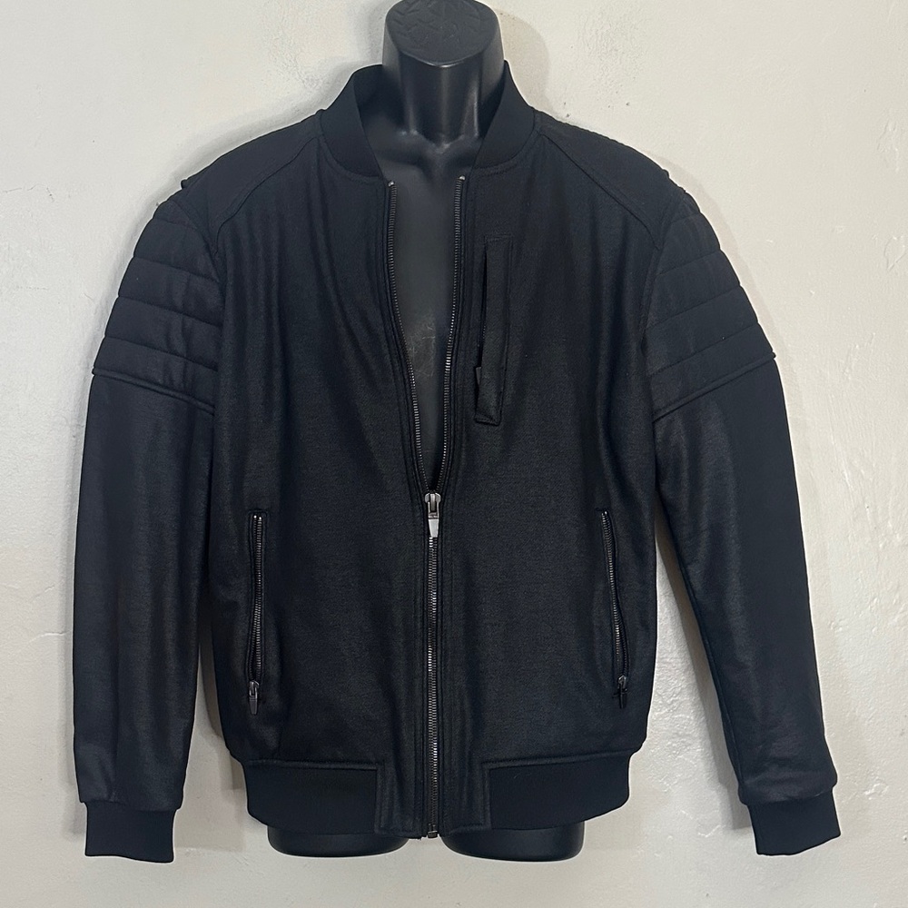 Zara Men's Black Quilted Bomber Jacket
